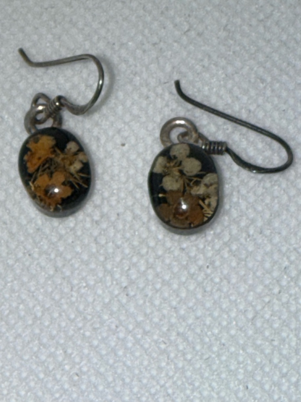 Silver handmade Dried Flower Resin Drop Earrings